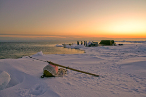 Harpoon station at whaling camp